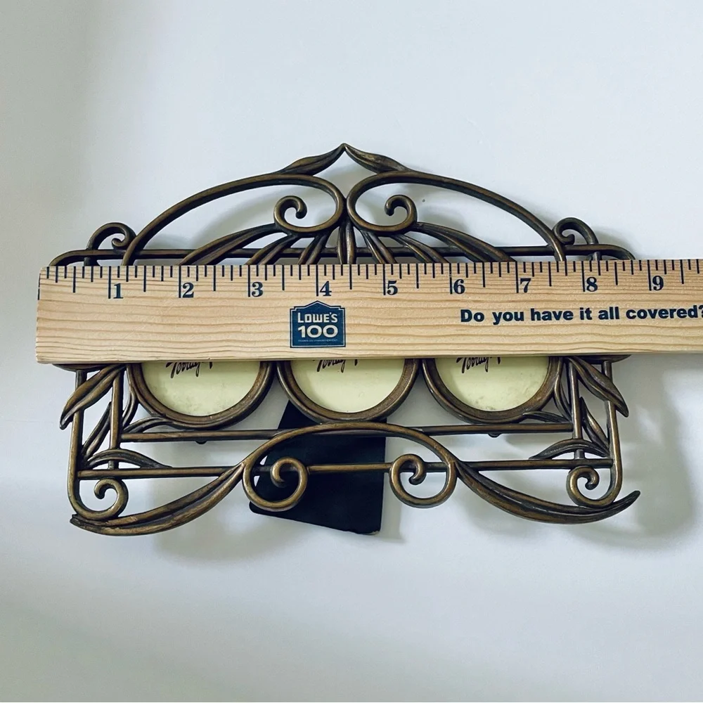 Terragrafics NEW Bronze scroll pattern triple round picture frame